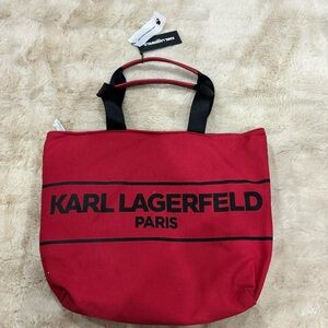 Karl Lagerfeld Bold Red Canvas Tote